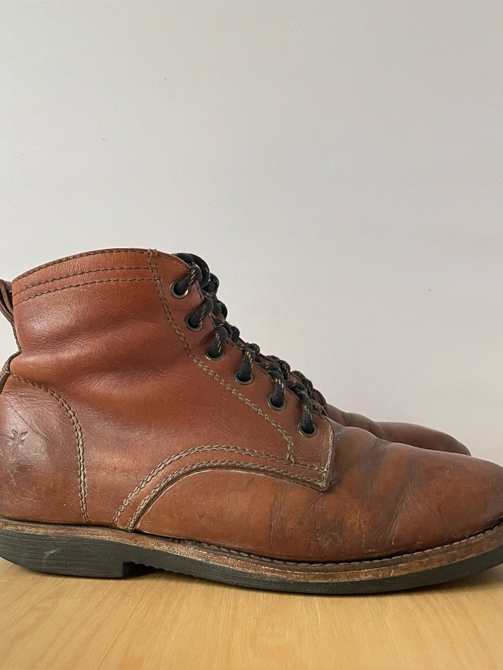 Frye Roland Lace Up Mens Brown Leather Casual Dress Boots | US 8.5